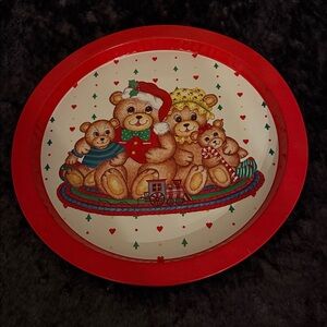 Vintage Giftco Inc. Christmas Bear Family tin tray